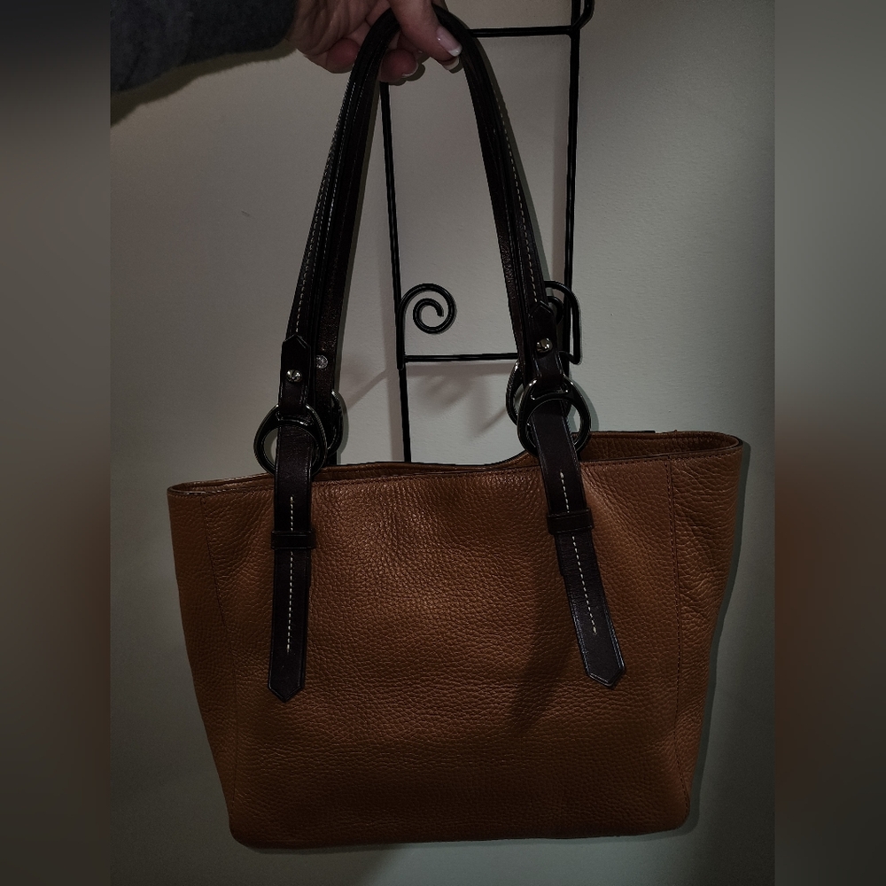 Dooney And Bourke Pebble Leather Brown Caramel Satchel Shoulder Purse - Picture 7 of 8